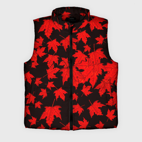 Мужской жилет утепленный 3D с принтом осенние листья в Белгороде,  |  | клён | кленовые | красный | красный на черном | листва | листопад | листья | листья падают | осенние | осень | черный