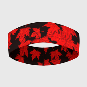 Повязка на голову 3D с принтом осенние листья в Петрозаводске,  |  | клён | кленовые | красный | красный на черном | листва | листопад | листья | листья падают | осенние | осень | черный