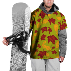 Накидка на куртку 3D с принтом осенние листья клён и дуб в Новосибирске, 100% полиэстер |  | дуб | клён | кленовые | красный | красный на черном | листва | листопад | листья | листья падают | осенние | осень | черный