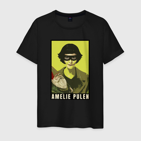 Мужская футболка хлопок с принтом Амели Amelie в Санкт-Петербурге, 100% хлопок | прямой крой, круглый вырез горловины, длина до линии бедер, слегка спущенное плечо. | амели | амели пулен | романы | франция