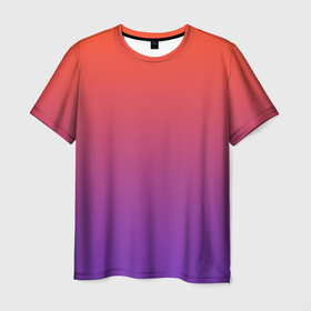 Мужская футболка 3D с принтом Оранжевый и Фиолетовый в Петрозаводске, 100% полиэфир | прямой крой, круглый вырез горловины, длина до линии бедер | Тематика изображения на принте: градиент | красный | оранжевый | перелив | переход | рассвет | синий | фиолетовый | цвета