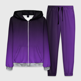 Мужской костюм 3D с принтом Ночной градиент | Фиолетовый , 100% полиэстер | Манжеты и пояс оформлены тканевой резинкой, двухслойный капюшон со шнурком для регулировки, карманы спереди | градиент | ночной | ночь | перелив | переход | сумерки | темный | феолетовый | фиолетовый | цвета | черный