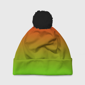 Шапка 3D c помпоном с принтом Градиент Яблоко в Кировске, 100% полиэстер | универсальный размер, печать по всей поверхности изделия | градиент | желтый | зеленый | красный | перелив | переход | фрукты | цвета | яблоко
