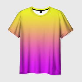 Мужская футболка 3D с принтом Яркий рассвет в Белгороде, 100% полиэфир | прямой крой, круглый вырез горловины, длина до линии бедер | градиент | желтый | перелив | переход | рассвет | розовый | сереневый | сиреневый | солнце | феолетовый | фиолетовый | цвета | яркий
