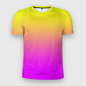 Мужская футболка 3D спортивная с принтом Яркий рассвет в Белгороде, 100% полиэстер с улучшенными характеристиками | приталенный силуэт, круглая горловина, широкие плечи, сужается к линии бедра | градиент | желтый | перелив | переход | рассвет | розовый | сереневый | сиреневый | солнце | феолетовый | фиолетовый | цвета | яркий