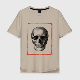 Мужская футболка хлопок Oversize с принтом Костян в Рязани, 100% хлопок | свободный крой, круглый ворот, “спинка” длиннее передней части | frame | skeleton | skull | рамка | скелет