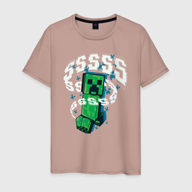 Мужская футболка хлопок с принтом Крипер | Creeper | Minecraft , 100% хлопок | прямой крой, круглый вырез горловины, длина до линии бедер, слегка спущенное плечо. | creeper | minecraft | sss | выживай | зеленый | исследуй | крип | крипер | майнкрафт | меч | создавай