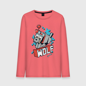 Мужской лонгслив хлопок с принтом Майнкрафт Волк, Minecraft Wolf в Белгороде, 100% хлопок |  | 2d | hp | minecraft | wolf | волк | выживай | исследуй | кость | майнкрафт | пиксели | сердечки | сердце | создавай | хп