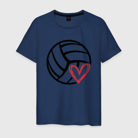 Мужская футболка хлопок с принтом Love Volleyball в Тюмени, 100% хлопок | прямой крой, круглый вырез горловины, длина до линии бедер, слегка спущенное плечо. | ball | beach | game | love | sport | volley | volleyball | волейбол | волейболист | волейболистка | гол | игра | игрок | любовь | мяч | площадка | пляж | пляжный | победа | сердце | сетка | спорт | тренер | чемпион