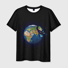 Мужская футболка 3D с принтом Разрушение земли! в Екатеринбурге, 100% полиэфир | прямой крой, круглый вырез горловины, длина до линии бедер | Тематика изображения на принте: art | pixel | pixelart | звезды | земля | земля в космосе | космос | пиксели | пиксель | пиксельарт | разрушение земли