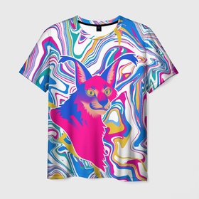 Мужская футболка 3D с принтом Floppa Art , 100% полиэфир | прямой крой, круглый вырез горловины, длина до линии бедер | flopa | floppa | каракал | кот мем | мем с котом | русский кот | шлёпа
