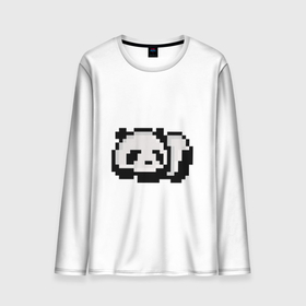 Мужской лонгслив 3D с принтом Панда , 100% полиэстер | длинные рукава, круглый вырез горловины, полуприлегающий силуэт | art | pixel | pixelart | милаха | милая панда | панда | панда пиксель арт | пиксели | пиксель | пиксельарт | спящая панда