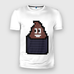 Мужская футболка 3D спортивная с принтом Смешная какашка в Екатеринбурге, 100% полиэстер с улучшенными характеристиками | приталенный силуэт, круглая горловина, широкие плечи, сужается к линии бедра | art | pixel | pixelart | милаха | пиксели | пиксель | пиксельарт