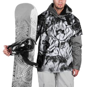 Накидка на куртку 3D с принтом Черно-белый узор. Маки. в Тюмени, 100% полиэстер |  | абстрактные цветы | маки | модный | рисунок | современный | цветочный фон | цветы | черно белый