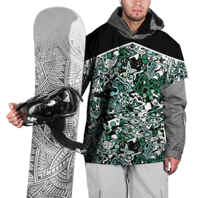 Накидка на куртку 3D с принтом Черно-зеленые каракули в Курске, 100% полиэстер |  | Тематика изображения на принте: абстрактный | каракули | креативный | мазня | разводы | черный и зеленый