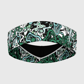 Повязка на голову 3D с принтом Черно зеленые каракули в Екатеринбурге,  |  | абстрактный | каракули | креативный | мазня | разводы | черный и зеленый