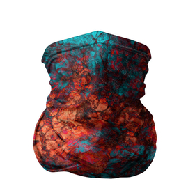 Бандана-труба 3D с принтом Текстура камня  в Курске, 100% полиэстер, ткань с особыми свойствами — Activecool | плотность 150‒180 г/м2; хорошо тянется, но сохраняет форму | извержение | каменный узор | камень | красный | лава | модный | оранжевый | синий | современный | узор камня