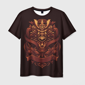 Мужская футболка 3D с принтом Самурай-демон , 100% полиэфир | прямой крой, круглый вырез горловины, длина до линии бедер | воин | демон | маска | самурай | япония