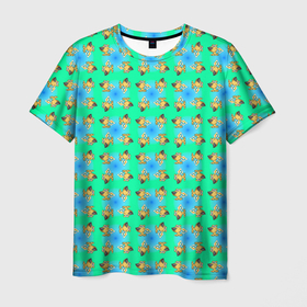 Мужская футболка 3D с принтом Фидонет (гавайский узор) в Тюмени, 100% полиэфир | прямой крой, круглый вырез горловины, длина до линии бедер | disk | dog | fidonet | network | pattern | диск | сеть | собака | узор | фидонет