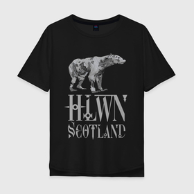 Мужская футболка хлопок Oversize с принтом Halloween Scotland в Петрозаводске, 100% хлопок | свободный крой, круглый ворот, “спинка” длиннее передней части | bear | halloween | scotland | zombie | зомби | медведь | хэллоуин | шотландия.
