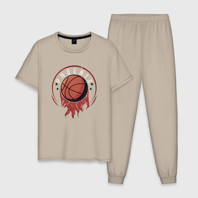 Мужская пижама хлопок с принтом NBA - Suns в Новосибирске, 100% хлопок | брюки и футболка прямого кроя, без карманов, на брюках мягкая резинка на поясе и по низу штанин
 | basketball | mvp | nba | phoenix | sport | streetball | suns | аризона | баскетбол | игра | крис пол | мяч | нба | санс | спорт | стритбол | тренер | финикс | чемпион