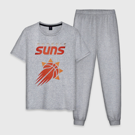 Мужская пижама хлопок с принтом Phoenix Suns в Тюмени, 100% хлопок | брюки и футболка прямого кроя, без карманов, на брюках мягкая резинка на поясе и по низу штанин
 | basketball | mvp | nba | phoenix | sport | streetball | suns | аризона | баскетбол | игра | крис пол | мяч | нба | санс | спорт | стритбол | тренер | финикс | чемпион