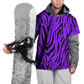 Накидка на куртку 3D с принтом Абстрактный узор зебра  , 100% полиэстер |  | абстрактный | женский | зебра | креативный | модный | полосы | популярный | современный | черный и фиолетовый