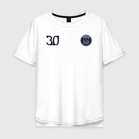 Мужская футболка хлопок Oversize с принтом PSG | Messi 30 (New 2022/23) в Тюмени, 100% хлопок | свободный крой, круглый ворот, “спинка” длиннее передней части | 0x000000123 | 30 | messi | neymar | paris saint germain | psg | месси | нейимар | псж