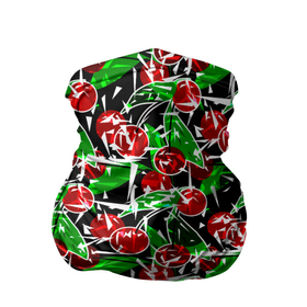 Бандана-труба 3D с принтом Абстрактный узор спелая вишня в Новосибирске, 100% полиэстер, ткань с особыми свойствами — Activecool | плотность 150‒180 г/м2; хорошо тянется, но сохраняет форму | Тематика изображения на принте: вишня | детский | зеленый | красная вишня | красный | летний узор | лето | ягодный принт | ягоды