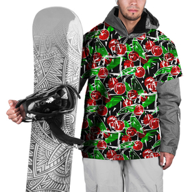 Накидка на куртку 3D с принтом Абстрактный узор спелая вишня в Новосибирске, 100% полиэстер |  | вишня | детский | зеленый | красная вишня | красный | летний узор | лето | ягодный принт | ягоды