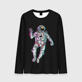 Мужской лонгслив 3D с принтом Космонавт в Тюмени, 100% полиэстер | длинные рукава, круглый вырез горловины, полуприлегающий силуэт | астронавт | исследователь | космонавт | космос | путешественник | рисунок