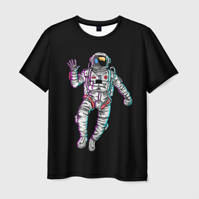 Мужская футболка 3D с принтом Космонавт в Тюмени, 100% полиэфир | прямой крой, круглый вырез горловины, длина до линии бедер | астронавт | исследователь | космонавт | космос | путешественник | рисунок