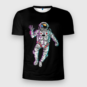 Мужская футболка 3D спортивная с принтом Космонавт в Тюмени, 100% полиэстер с улучшенными характеристиками | приталенный силуэт, круглая горловина, широкие плечи, сужается к линии бедра | астронавт | исследователь | космонавт | космос | путешественник | рисунок