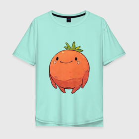 Мужская футболка хлопок Oversize с принтом Большой томат , 100% хлопок | свободный крой, круглый ворот, “спинка” длиннее передней части | арт | мило | милота | овощ | овощи | помидор | рисунок | свежие овощи | свежий овощ | свежий продукт | томат