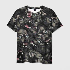 Мужская футболка 3D с принтом Стая волков | Wolves в Новосибирске, 100% полиэфир | прямой крой, круглый вырез горловины, длина до линии бедер | Тематика изображения на принте: wolf | wolfs | wolves | волк | волки | животные | звери | стая | стая волков | хищники