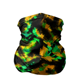 Бандана-труба 3D с принтом Абстрактный желто-зеленый узор в Курске, 100% полиэстер, ткань с особыми свойствами — Activecool | плотность 150‒180 г/м2; хорошо тянется, но сохраняет форму | абстрактный | желтый | зеленый | камуфляж | мужской | популярный | размытый узор | современный | черный