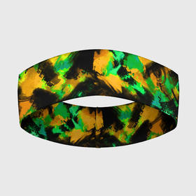 Повязка на голову 3D с принтом Абстрактный желто зеленый узор в Курске,  |  | абстрактный | желтый | зеленый | камуфляж | мужской | популярный | размытый узор | современный | черный