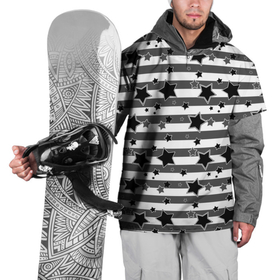 Накидка на куртку 3D с принтом Черно-белый полосатый узор  в Новосибирске, 100% полиэстер |  | звезды | молодежный | мужской | популярный | серый | современный | черный и белый