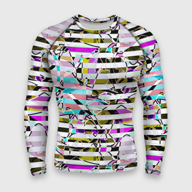 Мужской рашгард 3D с принтом Полосатый абстрактный узор в Новосибирске,  |  | горизонтальные полосы | летний дизайн | модный | молодежный | мужской | полосы | разноцветные полосы