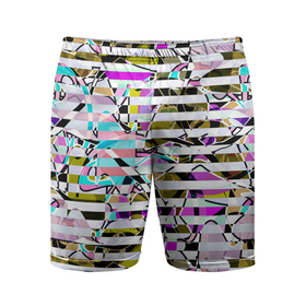 Мужские шорты спортивные с принтом Полосатый абстрактный узор  ,  |  | горизонтальные полосы | летний дизайн | модный | молодежный | мужской | полосы | разноцветные полосы