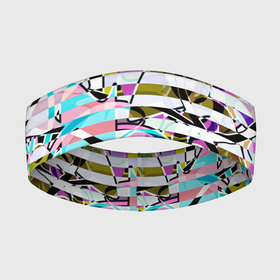 Повязка на голову 3D с принтом Полосатый абстрактный узор в Кировске,  |  | горизонтальные полосы | летний дизайн | модный | молодежный | мужской | полосы | разноцветные полосы