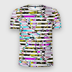 Мужская футболка 3D спортивная с принтом Полосатый абстрактный узор  в Санкт-Петербурге, 100% полиэстер с улучшенными характеристиками | приталенный силуэт, круглая горловина, широкие плечи, сужается к линии бедра | горизонтальные полосы | летний дизайн | модный | молодежный | мужской | полосы | разноцветные полосы
