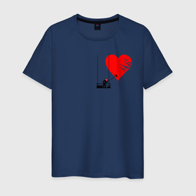 Мужская футболка хлопок с принтом НАРИСОВАННОЕ СЕРДЦЕ в Курске, 100% хлопок | прямой крой, круглый вырез горловины, длина до линии бедер, слегка спущенное плечо. | art | heart | illusion | love | paint | red | арт | иллюзия | искусство | кисть | краска | красный | любовь | маляр | рисунок | сердце | человек