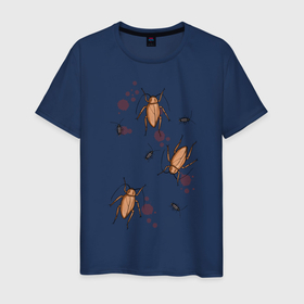 Мужская футболка хлопок с принтом Тараканы в твоей голове ночью в Новосибирске, 100% хлопок | прямой крой, круглый вырез горловины, длина до линии бедер, слегка спущенное плечо. | Тематика изображения на принте: гадость | грязь | жуки | иллюстрация | картинка | логотип | муха | принт | пятна | тараканы | фобия