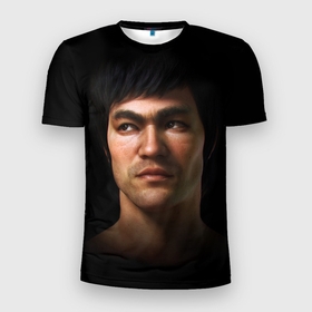 Мужская футболка 3D спортивная с принтом Bruce в Новосибирске, 100% полиэстер с улучшенными характеристиками | приталенный силуэт, круглая горловина, широкие плечи, сужается к линии бедра | bruce lee | karate | брюс ли | джеки чан | карате | цитата