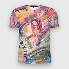 Мужская футболка 3D спортивная с принтом MULT в Белгороде, 100% полиэстер с улучшенными характеристиками | приталенный силуэт, круглая горловина, широкие плечи, сужается к линии бедра | абстракция | молодежный | пестрый | цветной | яркий