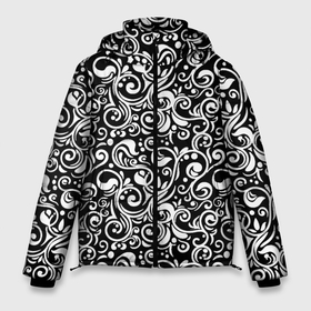 Мужская зимняя куртка 3D с принтом Черно белая роспись в Санкт-Петербурге, верх — 100% полиэстер; подкладка — 100% полиэстер; утеплитель — 100% полиэстер | длина ниже бедра, свободный силуэт Оверсайз. Есть воротник-стойка, отстегивающийся капюшон и ветрозащитная планка. 

Боковые карманы с листочкой на кнопках и внутренний карман на молнии. | abstract | black and white | pattern | texture | абстрактный рисунок | абстракция | белый рисунок | белый узор | волнистый узор | завитки | круги | минимализм | монохром | орнамент | паттерн | роспись | текстура | узор