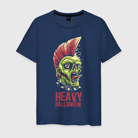 Мужская футболка хлопок с принтом Heavy Halloween в Петрозаводске, 100% хлопок | прямой крой, круглый вырез горловины, длина до линии бедер, слегка спущенное плечо. | eyes | halloween | holiday | hype | jaw | punk | tongue | глаза | зомби | панк | пасть | праздник | хэллоуин | язык