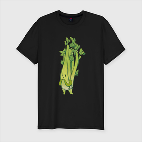 Мужская футболка хлопок Slim с принтом Сельдерей в Санкт-Петербурге, 92% хлопок, 8% лайкра | приталенный силуэт, круглый вырез ворота, длина до линии бедра, короткий рукав | арт | зелень | мило | милота | овощ | овощи | рисунок | свежие овощи | свежий овощ | свежий продукт | сельдерей