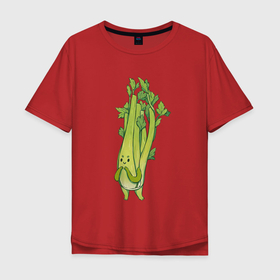 Мужская футболка хлопок Oversize с принтом Сельдерей , 100% хлопок | свободный крой, круглый ворот, “спинка” длиннее передней части | арт | зелень | мило | милота | овощ | овощи | рисунок | свежие овощи | свежий овощ | свежий продукт | сельдерей